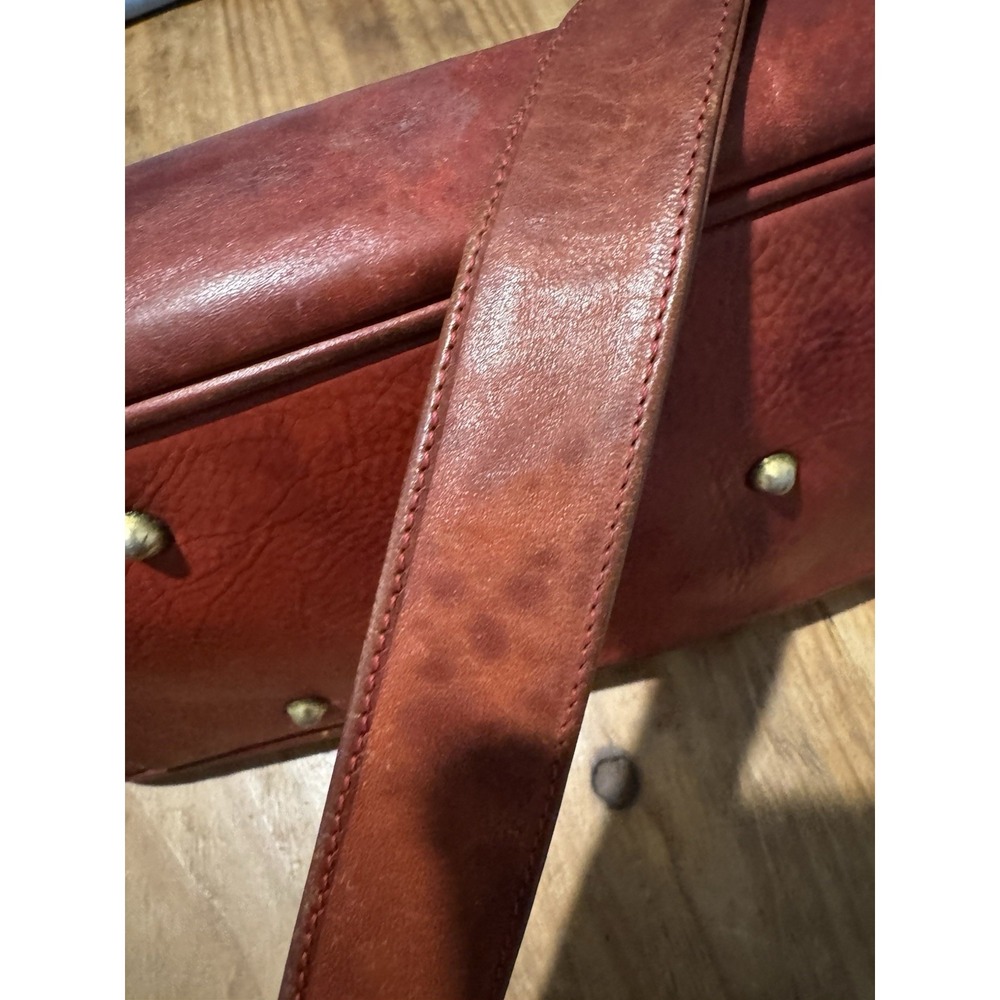 Vintage Marino Orlandi Italian Cognac Leather Large Shoulder Bag - Picture 12 of 16